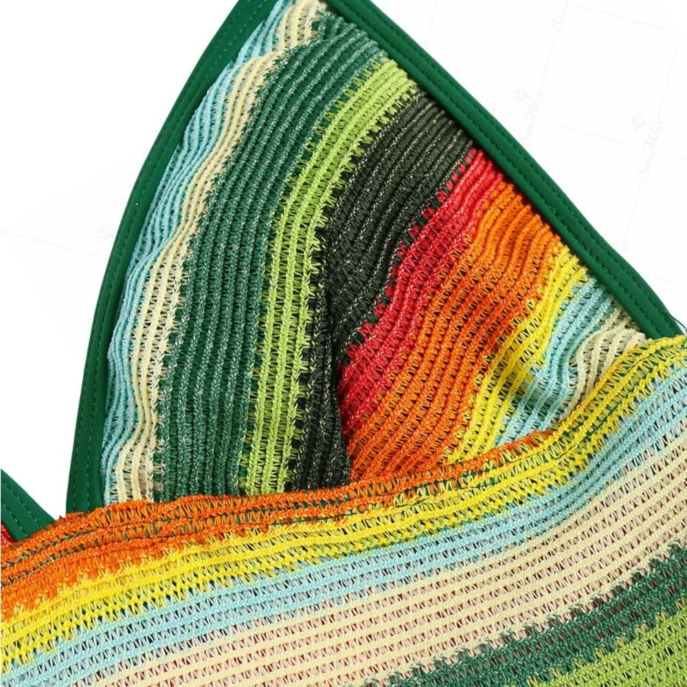 Vibrant Striped Crochet Bikini Set NWT - Picture 3 of 7